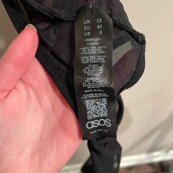 ASOS Sexy Gold Crystal Stud Mesh Black Halter Neck Backless Bodysuit - Picture 11 of 11